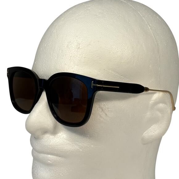 Tom Ford TF542-K Sunglasses Black Frame Brown Lenses Made in Italy 52-21 145 Tom Ford Wellington TF542-K Asian 53-21 145 52E Black Gold  main image 3